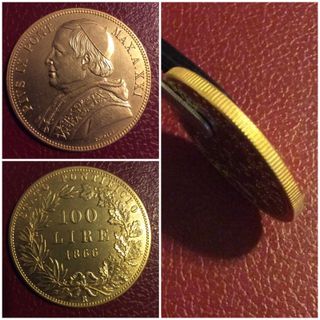 100 Lire oro 1866 Stato Pontificio - Riproduzione