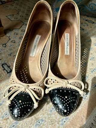 Zapatos de tacón camel y negro Pedro Miralles T.40