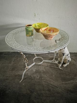 Mesa forja jardín. Vintage