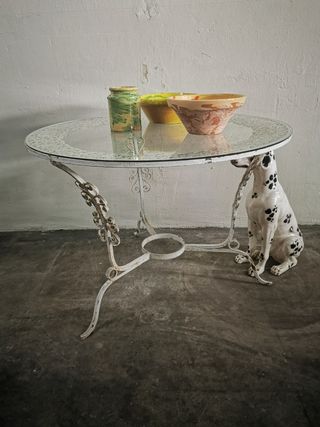 Mesa forja jardín. Vintage