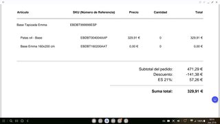 Base tapizada Emma 160x200 sin estrenar
