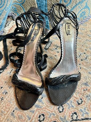 Sandalias sexys de tiras y tacón Love Red