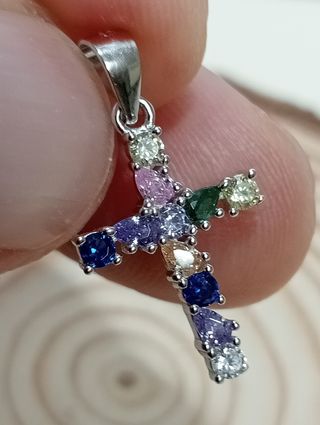 Colgante cruz circonitas plata de ley