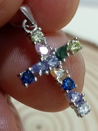 Colgante cruz circonitas plata de ley