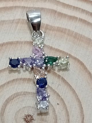 Colgante cruz circonitas plata de ley