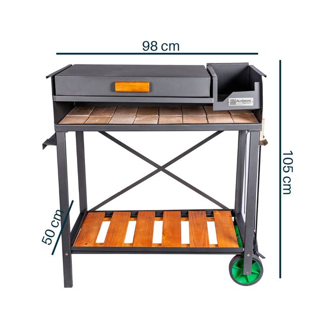 Barbacoa móvil con accesorios