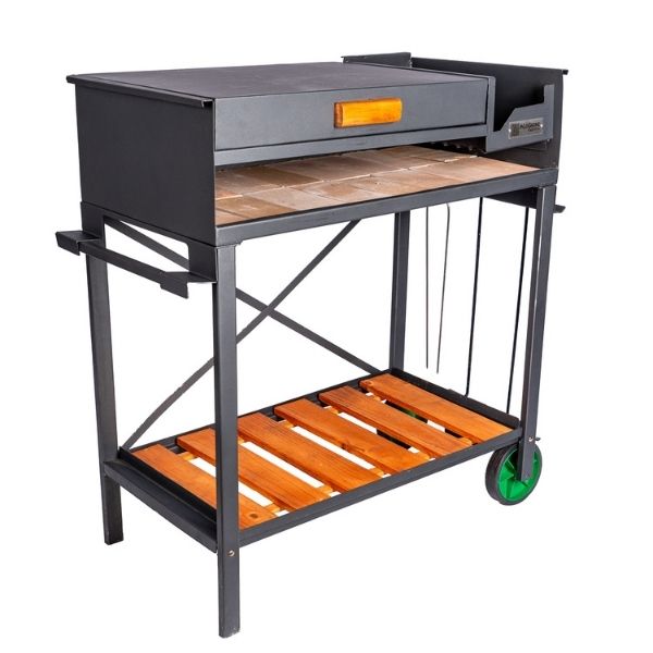 Barbacoa móvil con accesorios