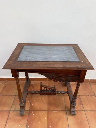 Mesa antigua madera y marmol