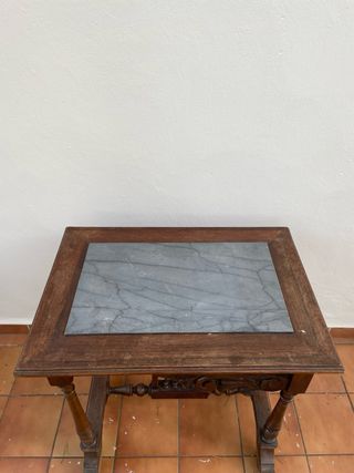 Mesa antigua madera y marmol