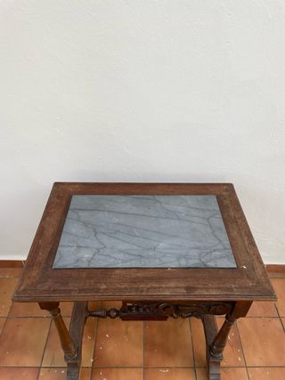 Mesa antigua madera y marmol