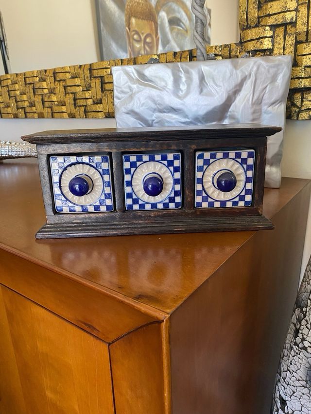 exclusivo joyero porcelana y madera vintage