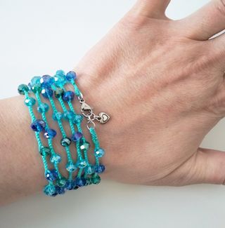 Collana lunga macramè turchese