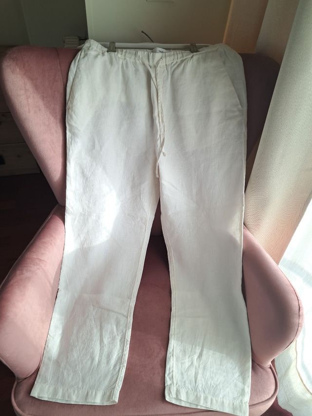 Calças em linho Mango.Novas.