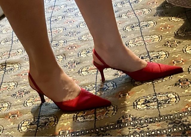 Mules de raso burdeos Park Lane