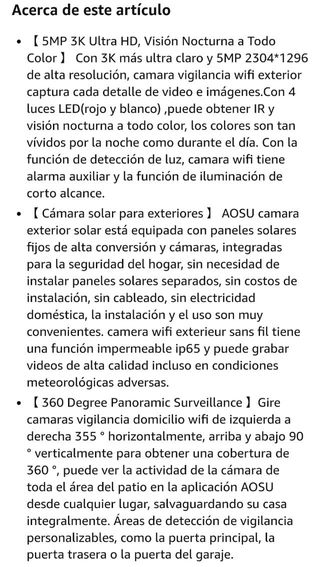 Camara Vigilancia WiFi Exterior con Panel Solar.
