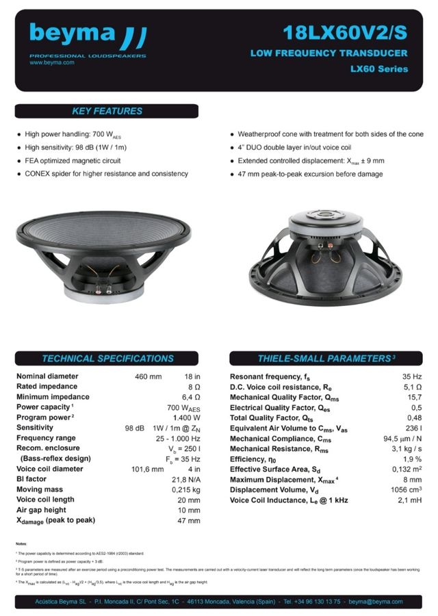 Beyma 18lx60v2/s