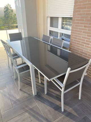Mesa terraza y 6 sillas