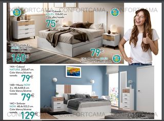 Lote cama canape polipiel blanco + colchon 150x190