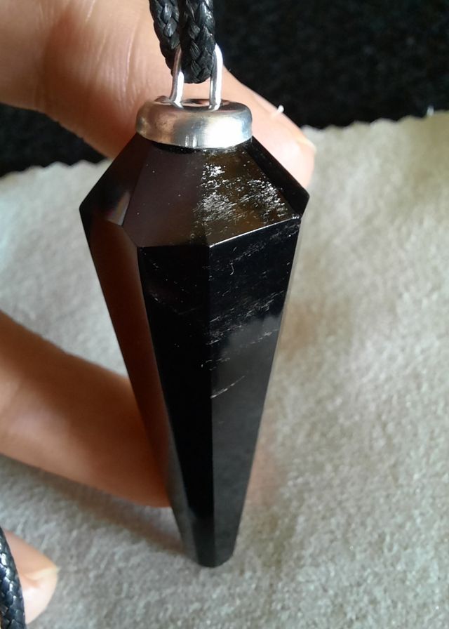 Colgante/Péndulo de Obsidiana y Acero