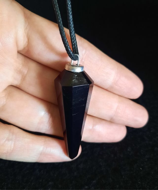 Colgante/Péndulo de Obsidiana y Acero