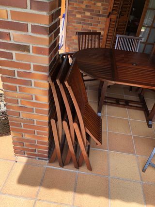 Conjunto mesa y sillas Teca exterior alta calidad