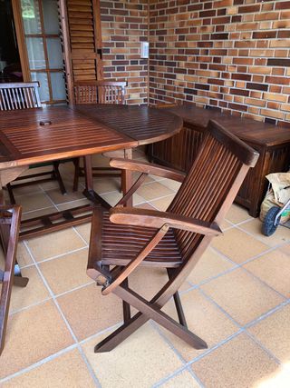 Conjunto mesa y sillas Teca exterior alta calidad