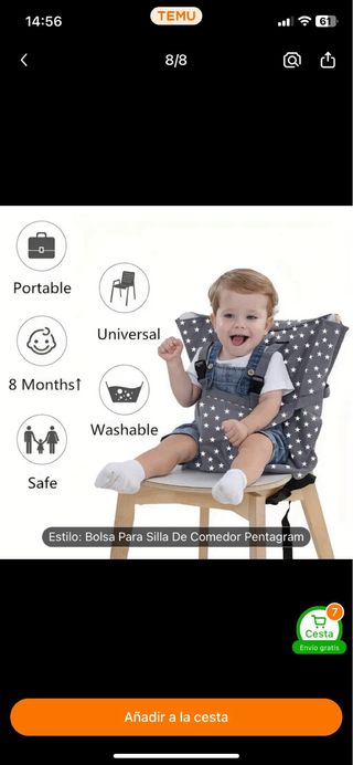 Trona portatil de viaje ajustable