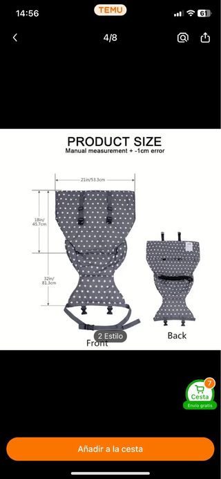 Trona portatil de viaje ajustable
