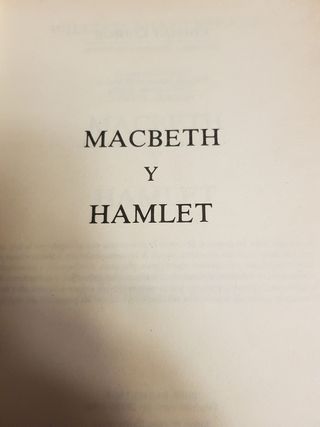 MACBETH & HAMLET, libro de  W.Shakespear