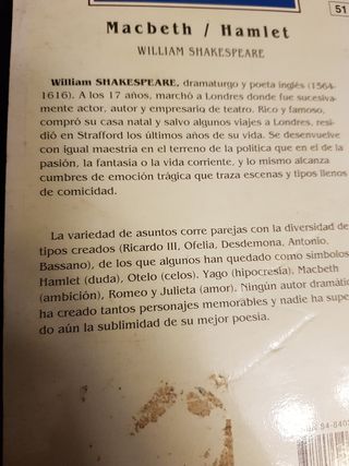 MACBETH & HAMLET, libro de  W.Shakespear