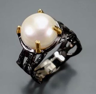 Anillo de perla natural plata de ley