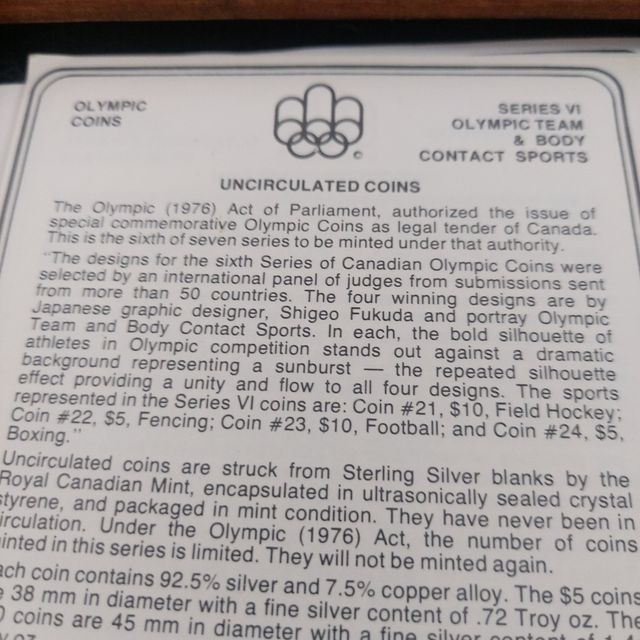 Monedas plata Montreal 76