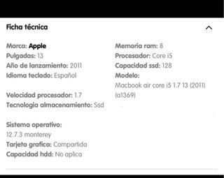 MacBook Air 13” Mediados 2011 A1369 