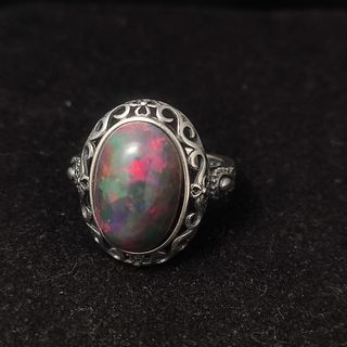 Anillo grande de ópalo de plata
