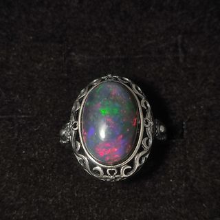Anillo grande de ópalo de plata