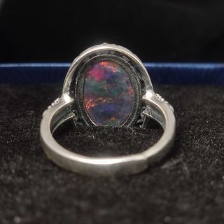 Anillo grande de ópalo de plata