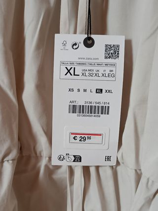 Blusa fruncido mangas abullonadas Zara nueva