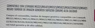 Drum Lexmark Compatible SIN USAR