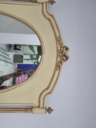 Banqueta y espejo isabelino