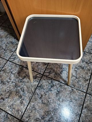MESA DE MADERA y CRISTAL NUEVA
