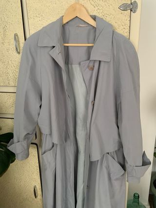 Gabardina vintage larga azul celeste
