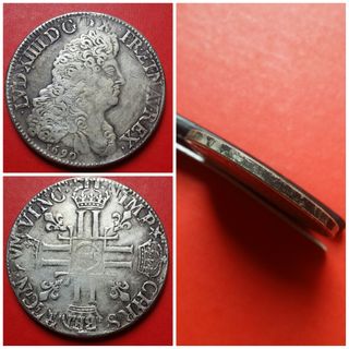 Luigi XIV 1/2 mezzo ecu aux 8 L 1691 Rouen - Copia