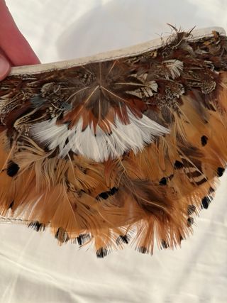 Cinturón de plumas y piel