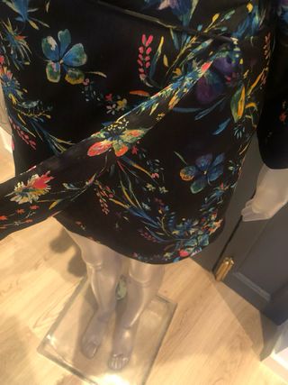 Vestido-Kimono negro estampado XS-S