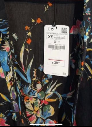 Vestido-Kimono negro estampado XS-S