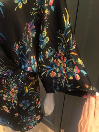 Vestido-Kimono negro estampado XS-S