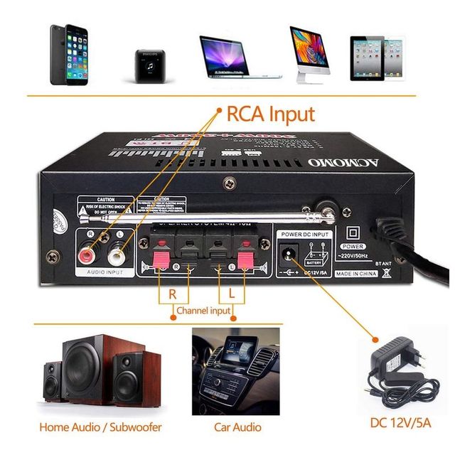 amplificador de 600 W, rádio portátil BT estéreo