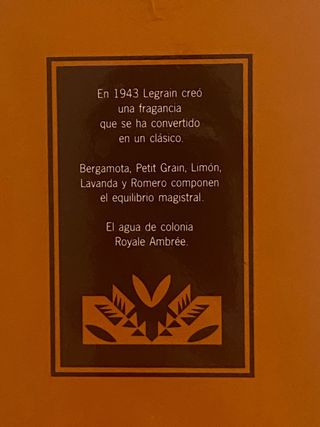 Colonia Royale Ambree de Legrain. 200 ml