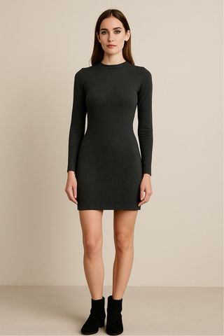 Vestido mini gris oscuro Zara