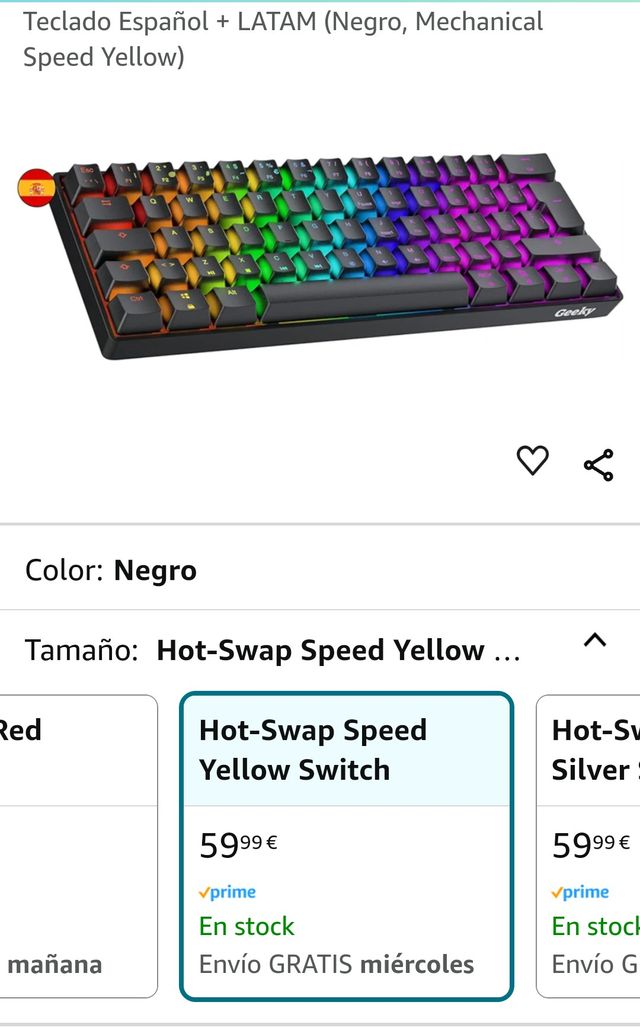 Teclado español multicolor mecánico gaming